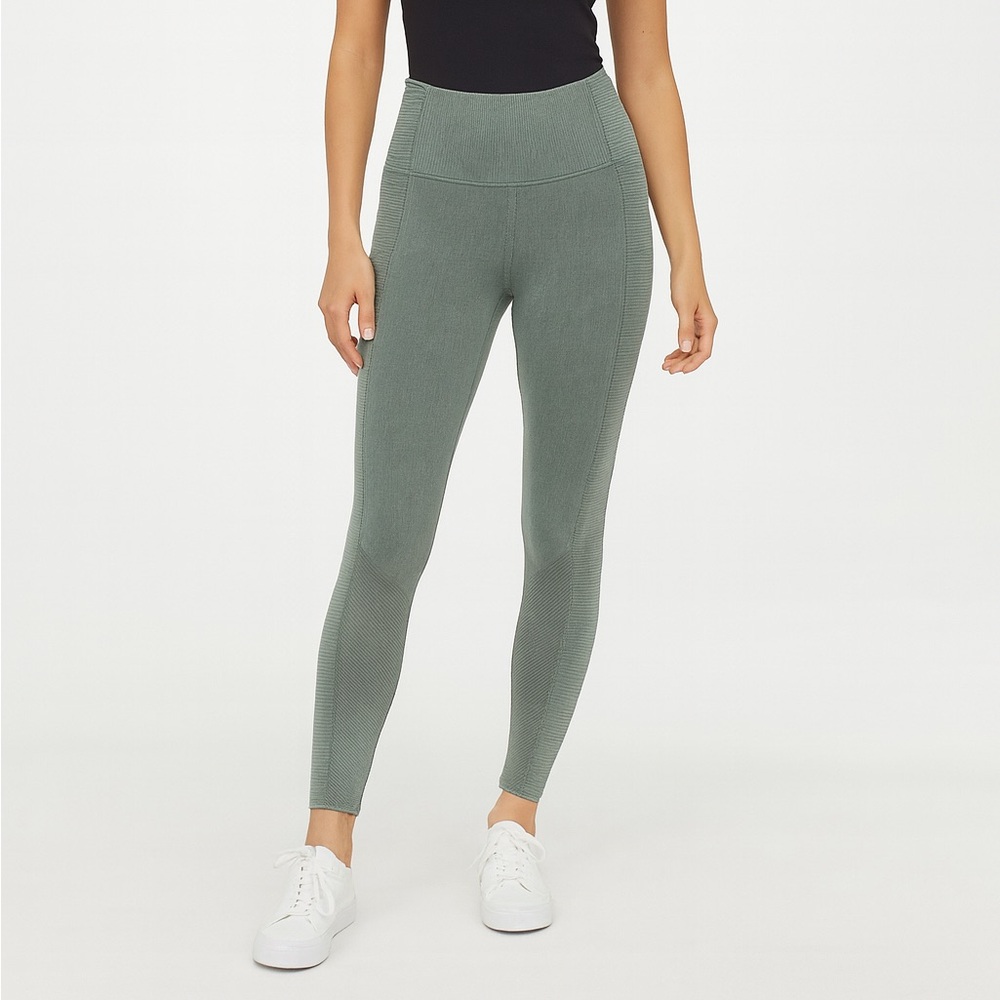 Aerie Offline Size XS High-Waisted Activewear Leggings in Turquoise Green/Blue.